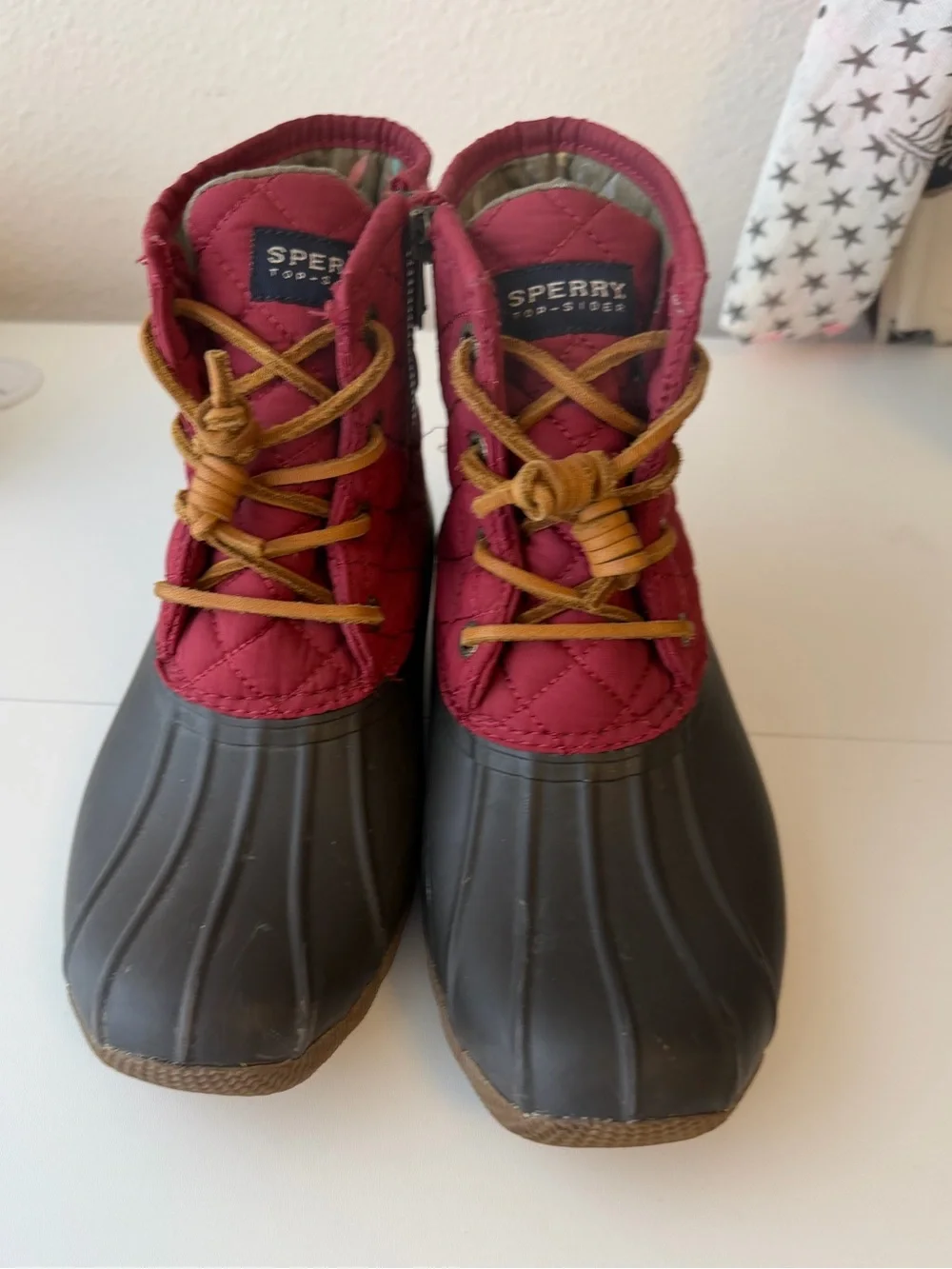 Sperry Top Sider Quilted Waterproof Rubber Duck Boots Women's Size 6.5 Red